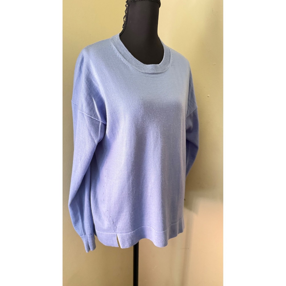 J. Crew Womens Wool/Cotton Blend Knit Sweater Pullover Blue Medium Classic Prep